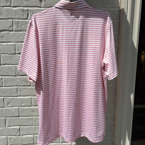 Stitch Damon Polo short sleeve golf shirt pink white stripe M/L - Picture 3 of 15